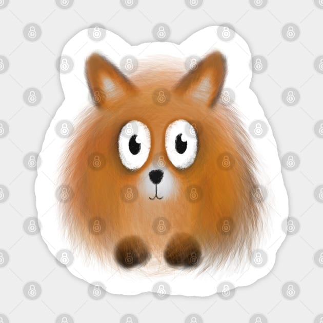 Ginger pomeranian puppy dog Fox illustration cartoon Sticker by Squeeb Creative